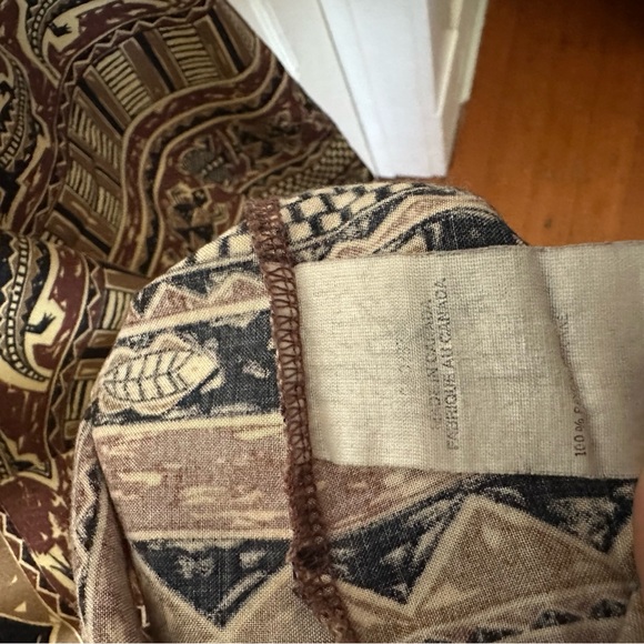 Vintage 90's Tribal Boho Geometric Graphic Neutral Browns Turtle Lizard Fish - Picture 5 of 6